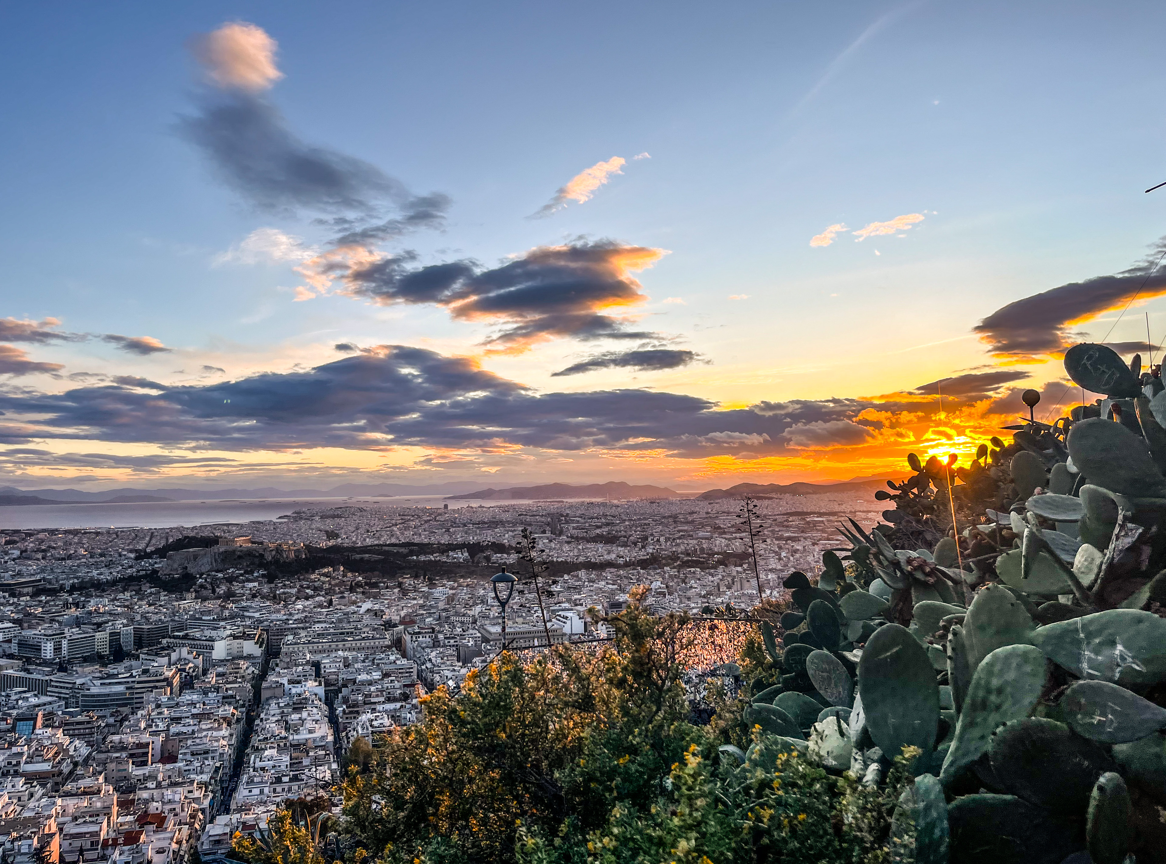 Athens golden sunset